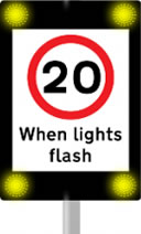 20 mph speed limit when lights flash road sign