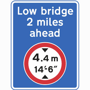 Advanced warning of height restriction sign