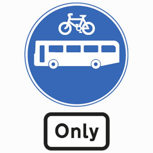 Route or lane for buses or cycles only