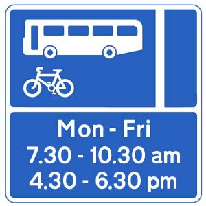 Bus lane sign displaying times of operation