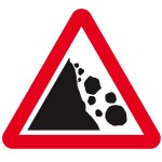 Falling or fallen rocks sign