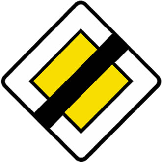 French yellow diamond road sign - give way to the right