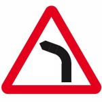 Left hand bend road sign