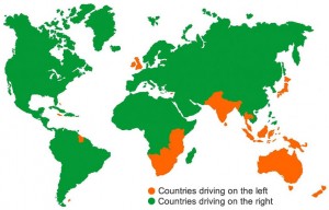Left hand drive countries map