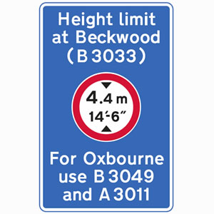 Location of mandatory height restriction sign