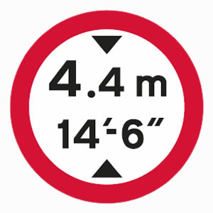 Low bridge road sign metres