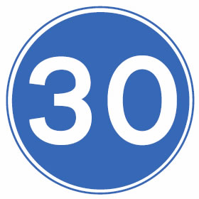 Minimum speed limit 30mph sign