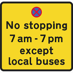 No stopping except buses sign