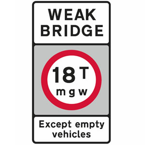 Weak bridge road sign