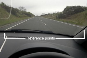 Driving on the left road positioning reference points