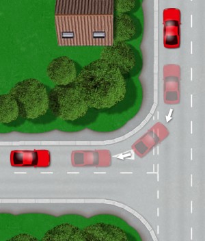 Taxi test reverse left into junction manoeuvre