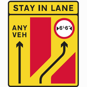Traffic lanes separate sign